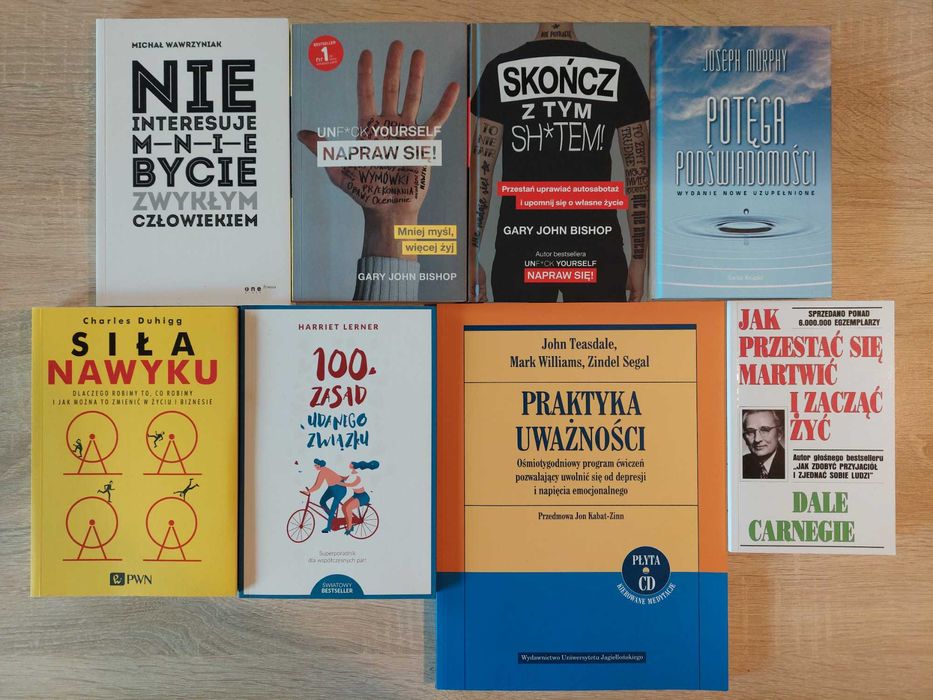 Zestaw 8 książek - rozwój osobisty - jak nowe.