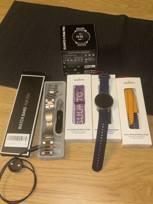 zegarek sportowy suunto 9 peak pro titanium slate + 4 dodatkowe paski zestaw