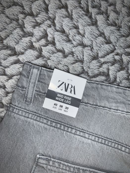 Джинси сірі Zara Z1975 Wide-leg mid-rise вайд лег