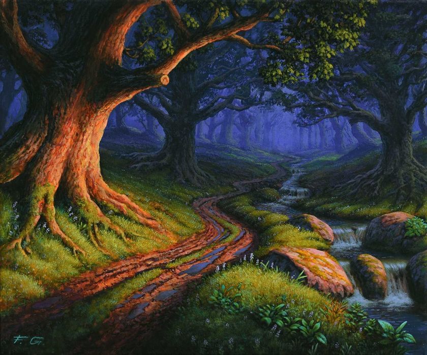 Obraz akrylowy na płótnie - "Stare Dęby" 50x60 cm.