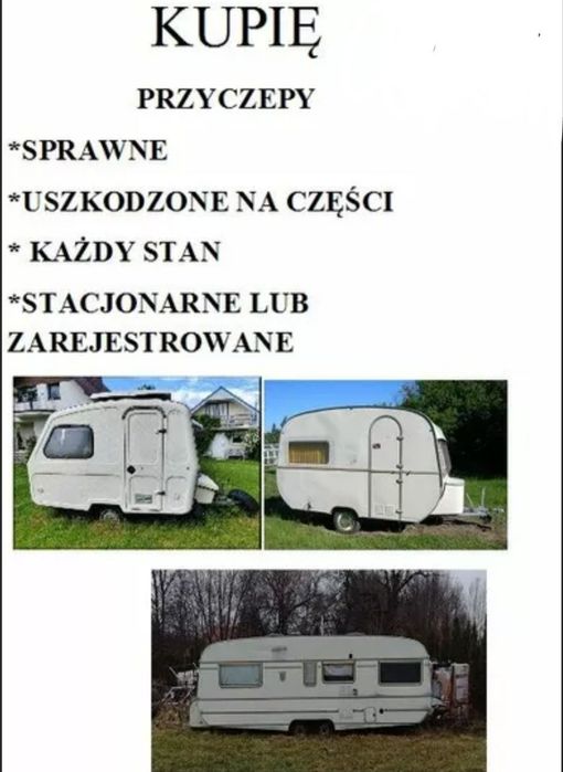 Skup  Przyczepa kempingowa do remontu gdynia gdańsk kartuzy wejherowo