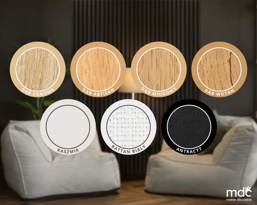 Lamele ścienne na czarnym filcu 260cm x 54 cm Dąb Sonoma i inne