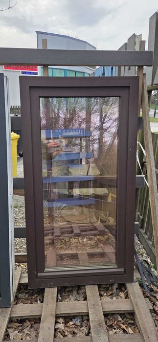 Okno 80x160 wyprzedaż- outlet okienny! antracyt / brąz