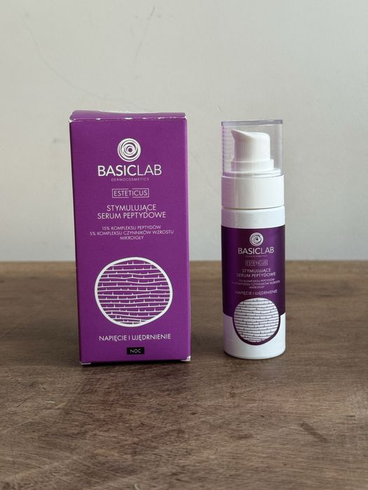 Basiclab Esteticus - Stymulujące serum peptydowe 15% kompleksu peptydów, 5% kompleksu czynników wzrostu, mikroigły, Napięcie i Ujędrnienie