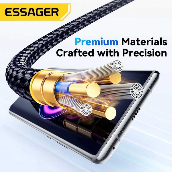 Кабель для Швидкої зарядки Essager 120W (USB - Type C) 1м з Дисплеєм. Для зарядки телефонів Супер Швидкою зарядкою 120W-33W від Xiaomi, Redmi, POCO