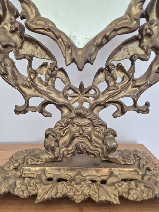 Stare duze mosiężne lustro stojące