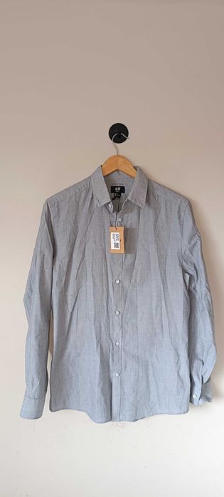 Casualowa koszula z długim rękawem Slim Fit M (medium) szara H&M