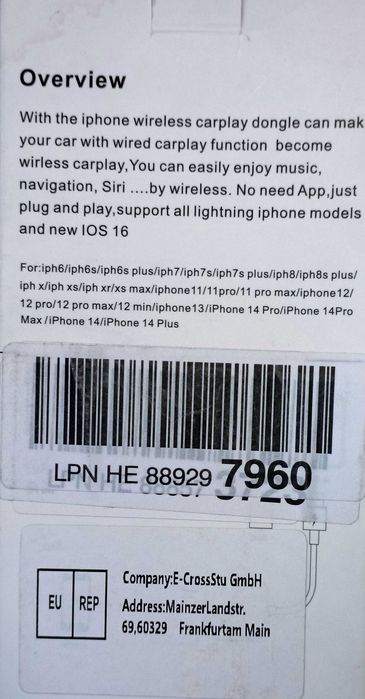 Бездротовий адаптер CarPlay. НОВЕ! Амазон!