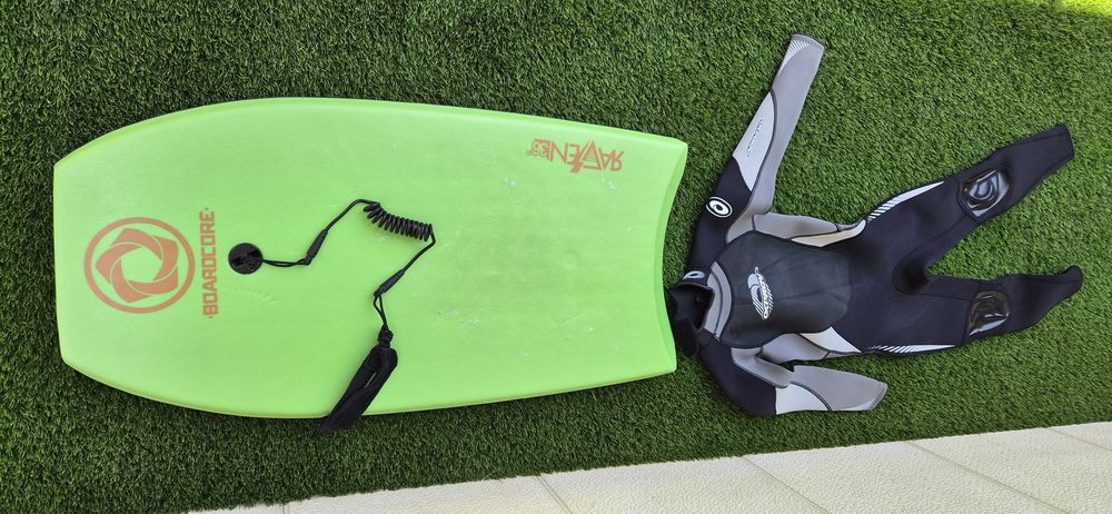 Conjunto Prancha Bodyboard Criança 36" leash e fato e meias-bota - 7/10 anos