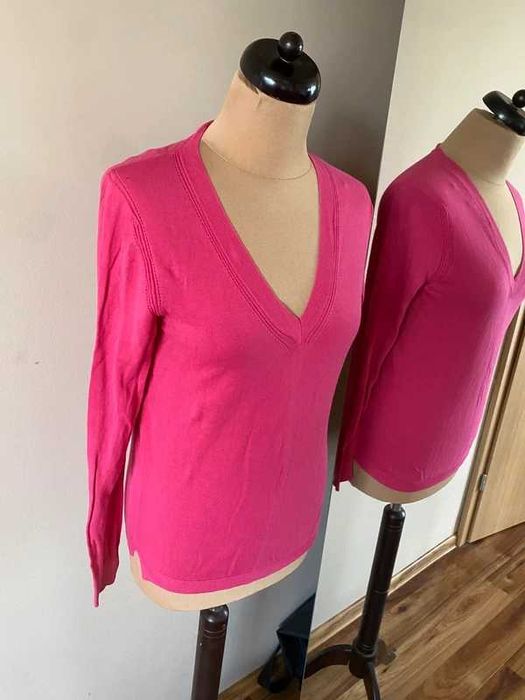 S m roz neon massimo dutti sweter lekki cienki basic jakosc 36 38