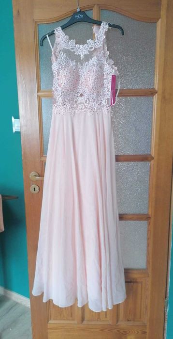 Suknia pudrowy róż rozmiar 36