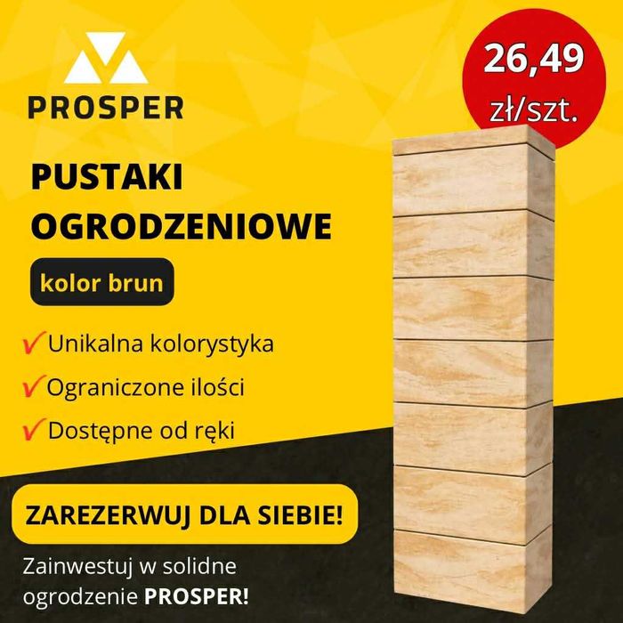 Pustak ogrodzeniowy 50x20x20 pustaki ogrodzeniowe BRUN