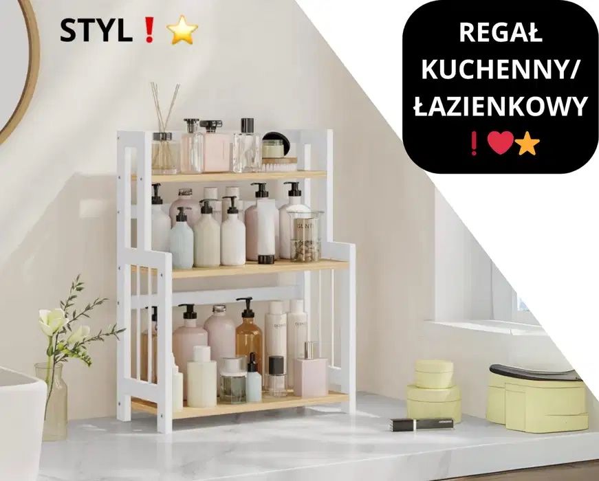 PÓŁKA REGAŁ KUCHENNY ORGANIZER blat na Przyprawy Bambusowa Stojak!