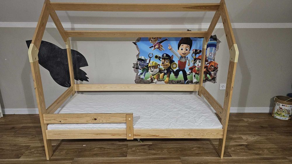 Łóżko dziecięce domek materac stelaż szuflada 160x80
