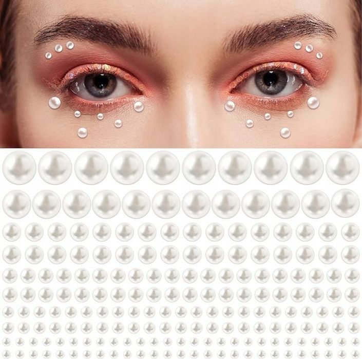 kryształki naklejki twarz perełki perły diamenciki 3d oczy makeup włosy