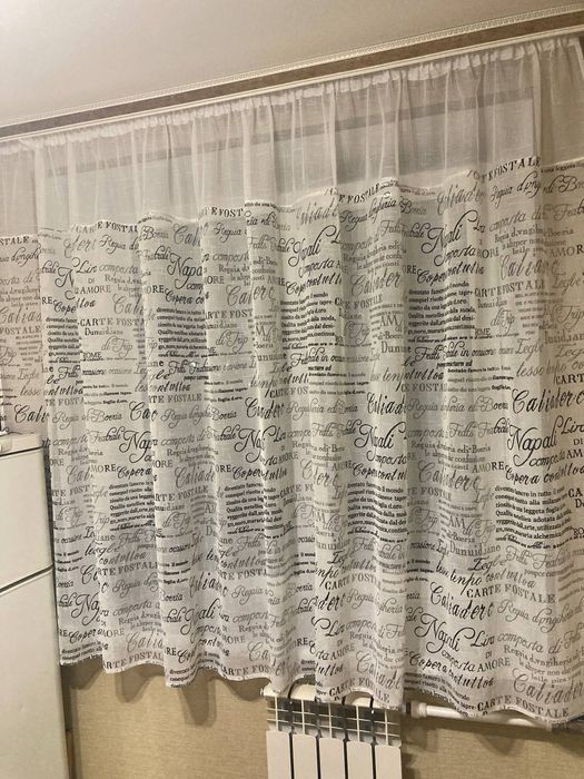Штора на кухню тюль льон з написом