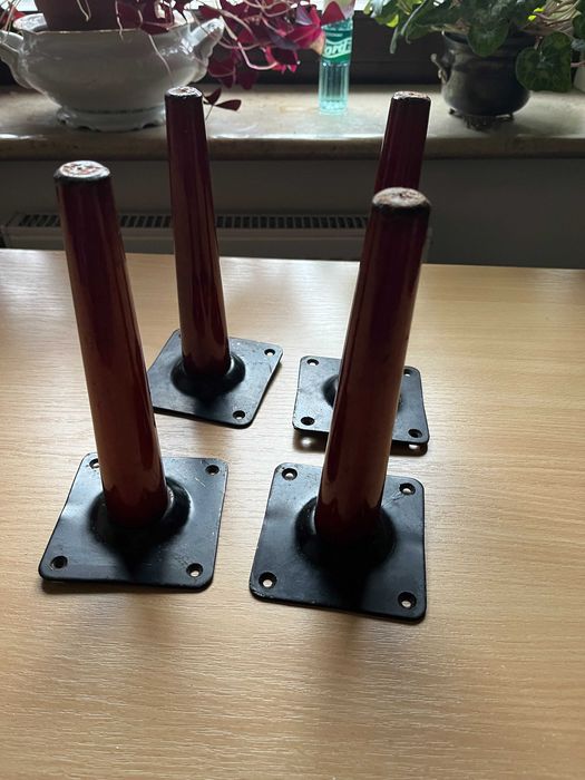 Drewniano-metalowe nogi do mebli 4 sztuki PRL