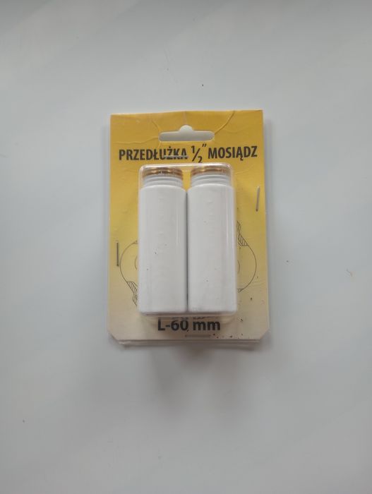 2x Przedłużka 1/2" mosiężna biała 60mm