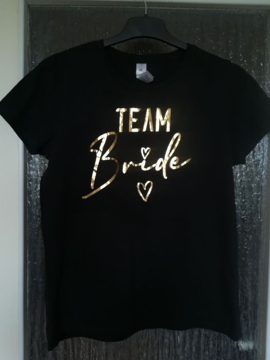 Czarny t-shirt koszulka Team Bride, panieński, S