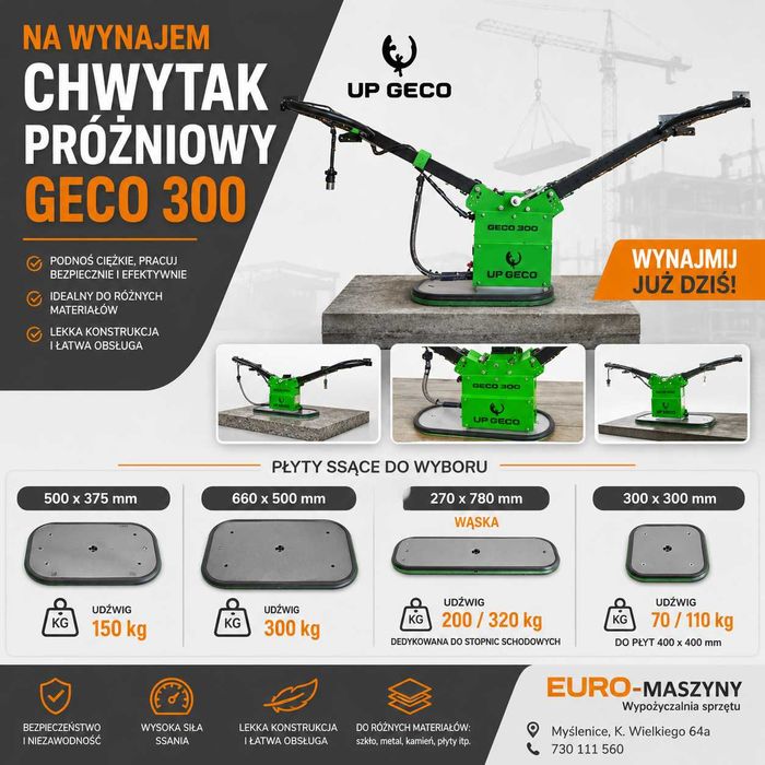 Chwytak próżniowy GECO 300 – wynajem OKAZJA