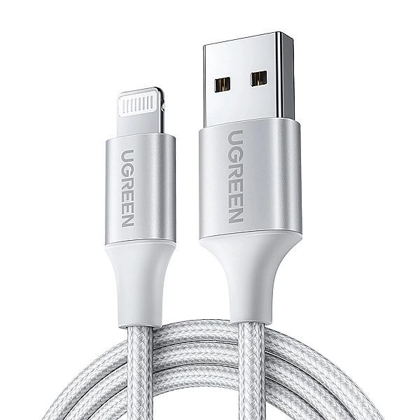 Kabel Ugreen Us199, 60162 Usb-a / Lightning MFi 1.5m - srebrny