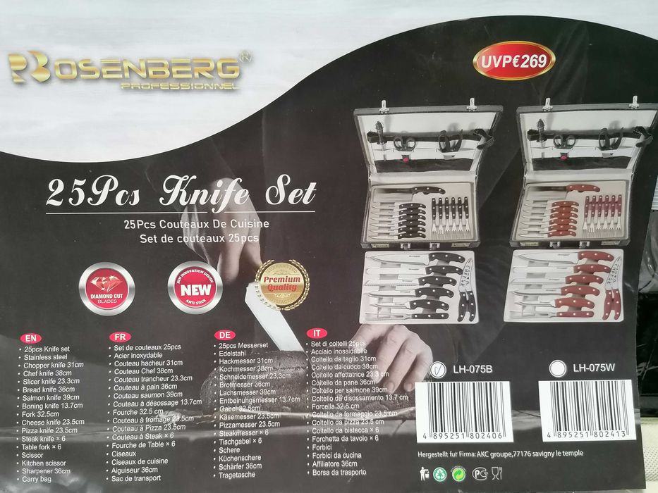 Conjunto Facas Rosenberg Chefe Cozinha 25 Peças