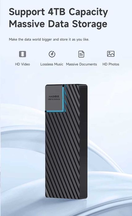 Зовнішня кишеня Hagibis 40Gbps M.2 NVMe SSD to USB4, Thunderbolt 4