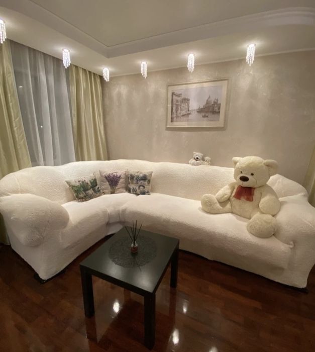 Чохол хутряний на кутовий диван м'який щільний плюшевий овечка Venera