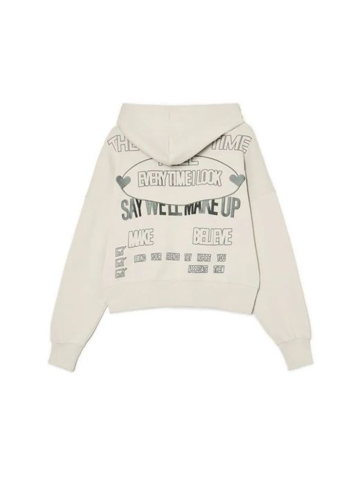 Світло-сіра толстовка на блискавці з написами