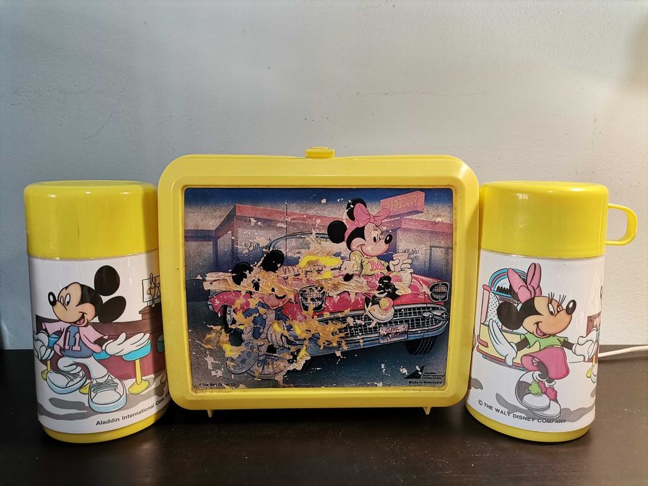 Lunch Box + 2 Vintage Mickey & Minnie Thermal Bottles