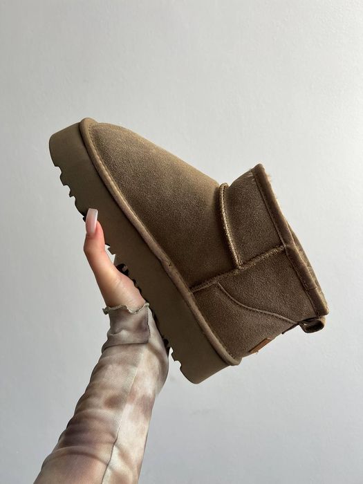 UGG Classic Ultra Mini Platform у кольорі Khaki Угги на платформі 3см.