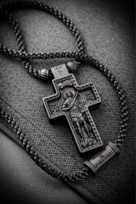 Православный крест из эбенового деререва, оберег Архангел Михаил