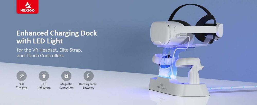 Stacja ładująca zestawu słuchawkowego kontrolerów Oculus Quest 2 dioda LED