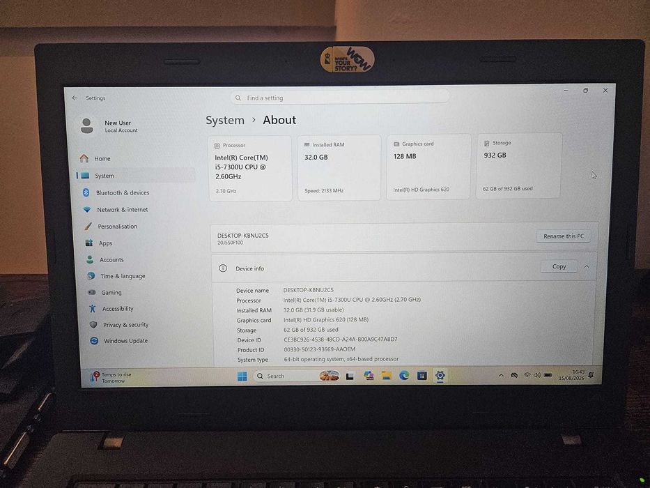 Lenovo ThinkPad L470 i5 | 32GB RAM | 1TB SSD | Dock + Mochila