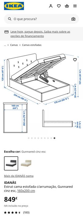 Cama IKEA 160x200 c/ arrumação - Possibilidade de entrega/montagem