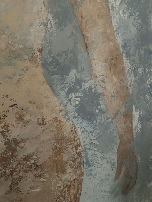 Quadro nu de mulher, pintado á mão em tela