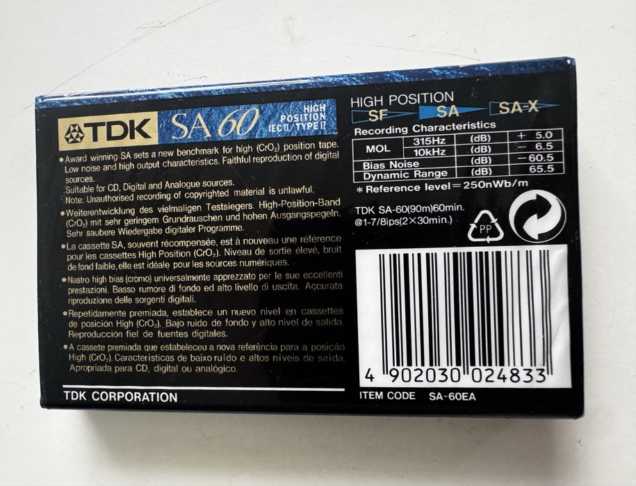 Kaseta TDK SA 60 nowa w folii