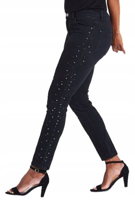 Nowe spodnie dżinsowe z perłami Denim Anthology Sadie Slim 12 Petite