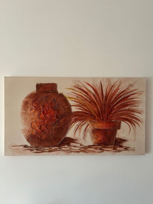 Quadro Pintura Sobre Tela "Dois Vasos" 100x55cm! (Artista Valverde)