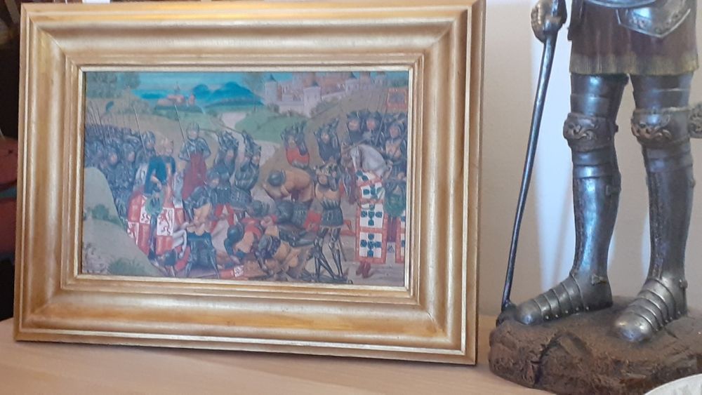 Quadro Medieval Batalha de Aljubarrota 46 cm x 27 cm