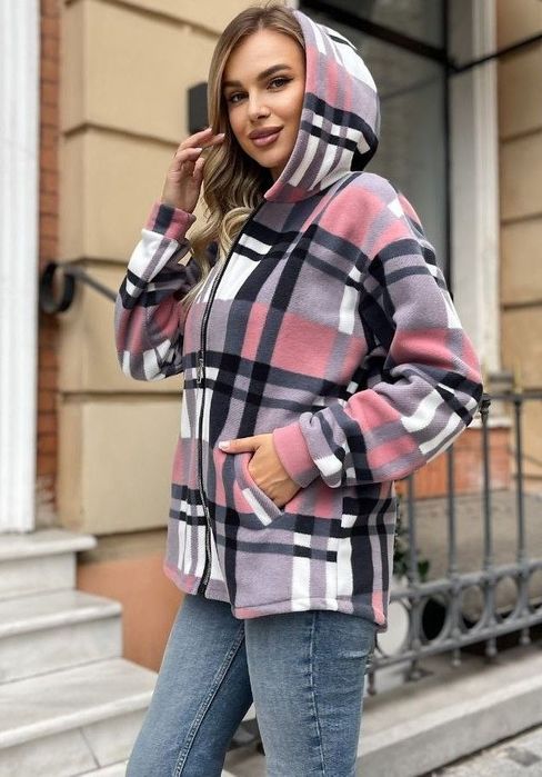 Женская флисовая кофта с капюшоном на молнии   от 42 до 60  рр.