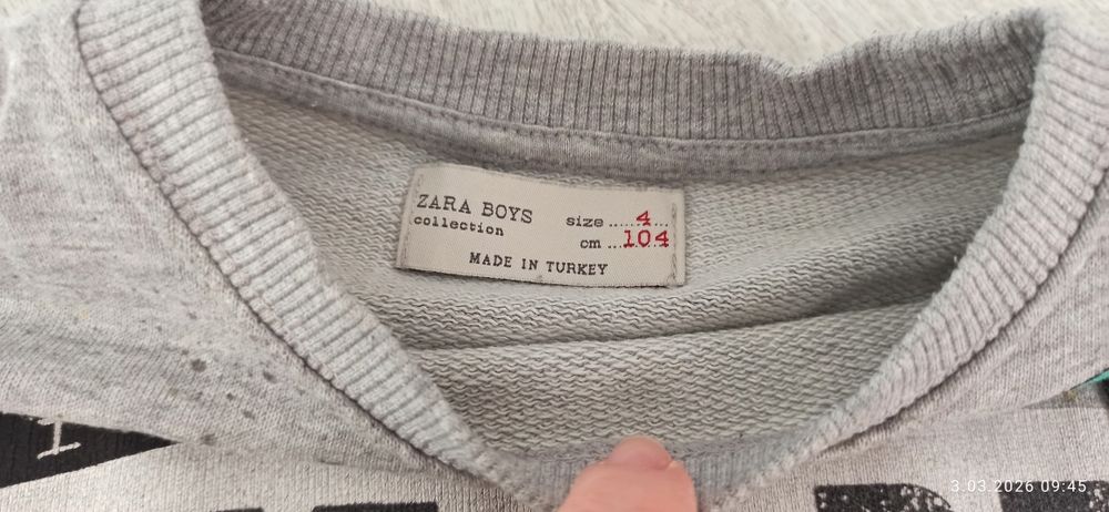 Sweter Zara bluza chlopieca szara r. 104