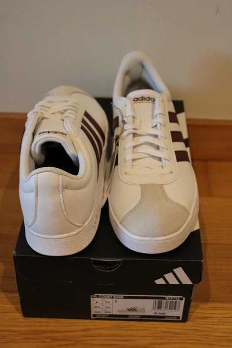 Sapatilhas Adidas VL Court Branco & Castanho Tamanho 42 (Novas)