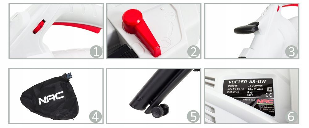 Odkurzacz Dmuchawa Do Liści 3500W Nac Vbe350-As-Dw 3W1