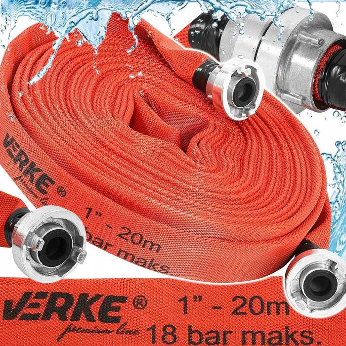 WĄŻ STRAŻACKI PARCIANY DO Wody Brudnej Szamba 1 CAL 20M Ze Złączkami