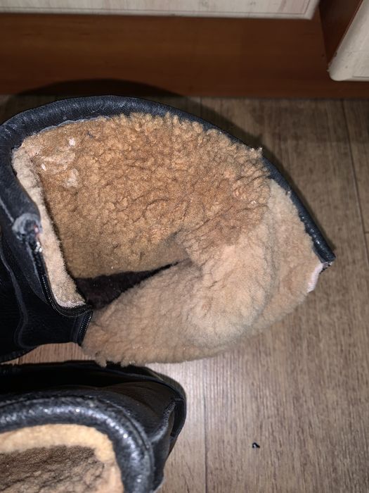 Ботинки кожаные цигейка