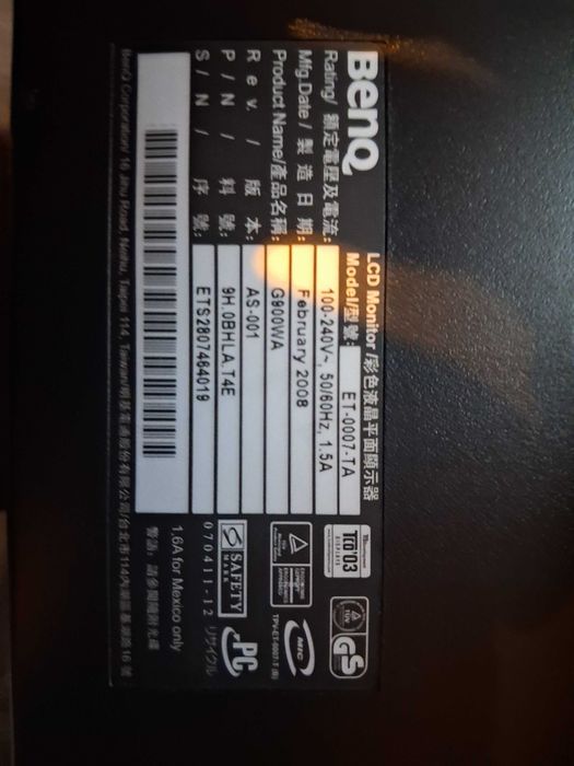Monitor LCD Benq ET-0007-TA G900WA