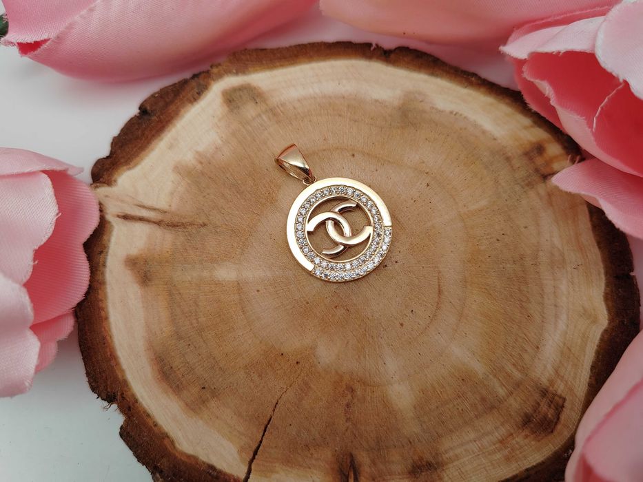 NOWA Złota Zawieszka CC białe Cyrkonie / Złoto 585