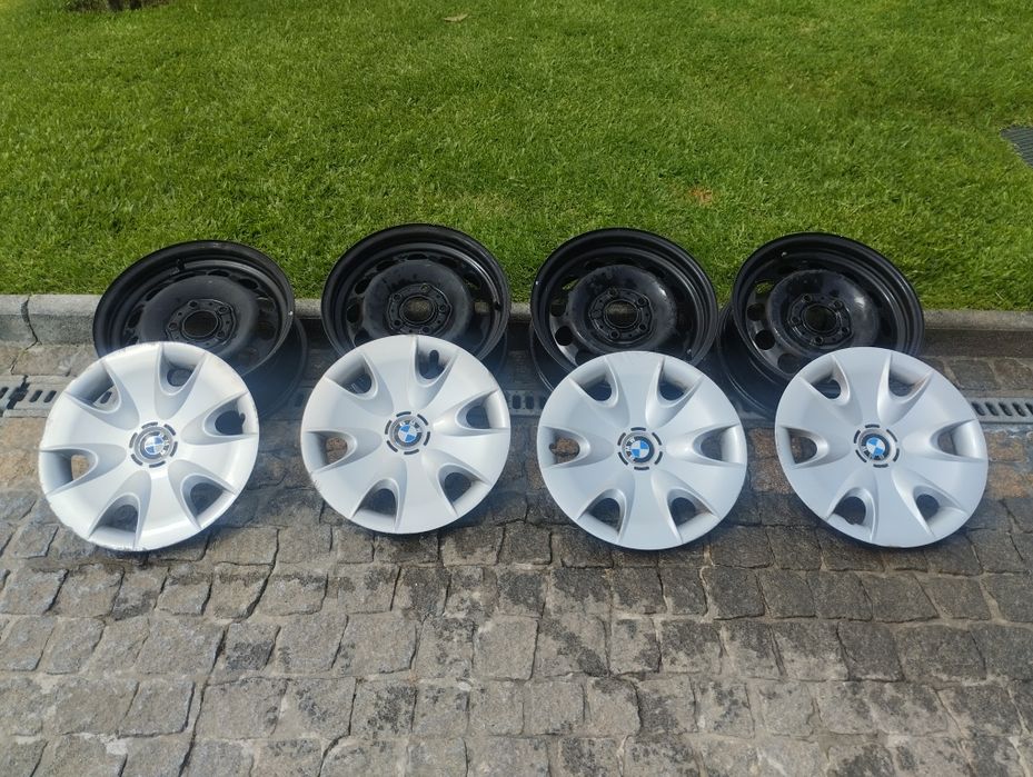 Jantes de ferro originais BMW com tampões BMW