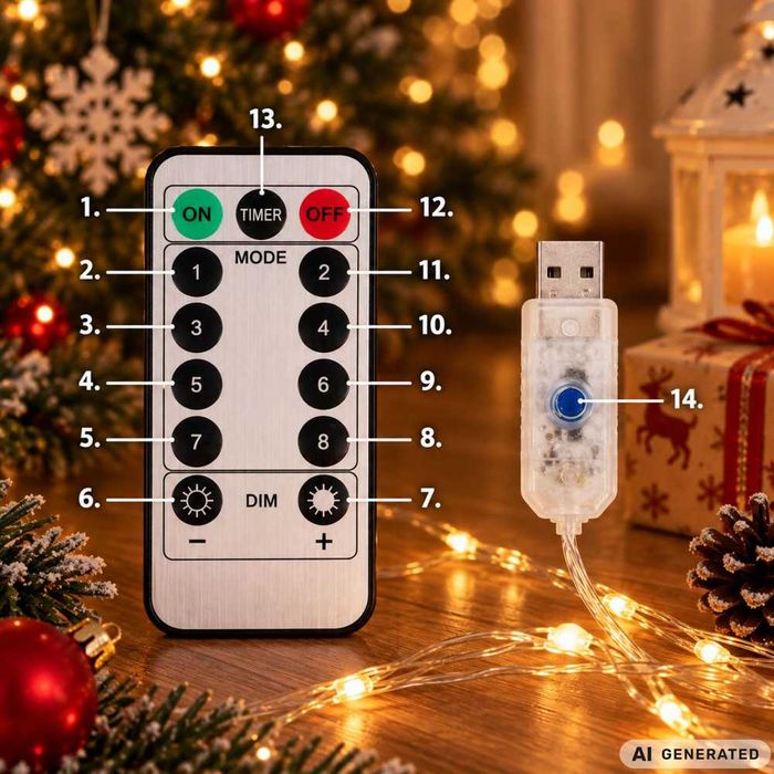 Kurtyna LED 3x3m 300 Diod Ciepła Biel USB Pilot Timer